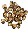 25 12mm Four-Sided Flat Round Smoke Topaz Glass Beads